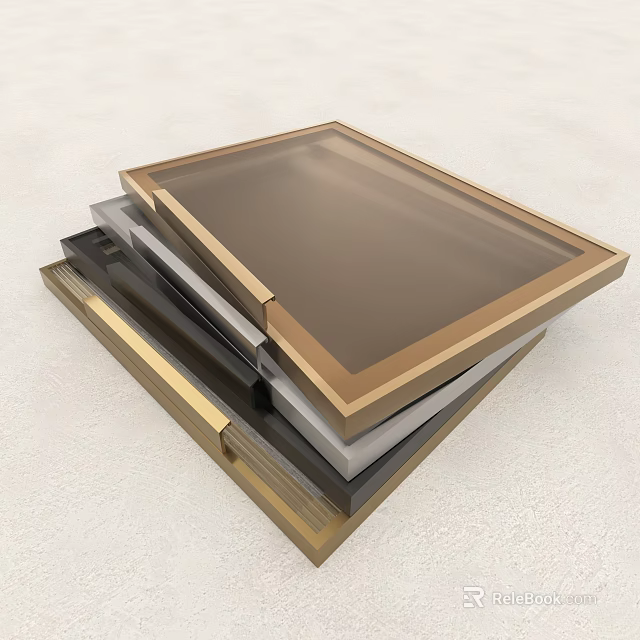 Wardrobe Doors in Different Colors and Various Materials Stacked Together with Modern Design 3d model 