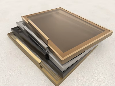 Wardrobe Doors in Different Colors and Various Materials Stacked Together with Modern Design 3d model