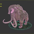 Giant Mammoth 3D Creature With Moss Dirt Covered Body Long Tusks And Open Mouth