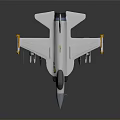 Computer Generated 3D Fighter Jet Model with Silver Body and Yellow Components 3d model