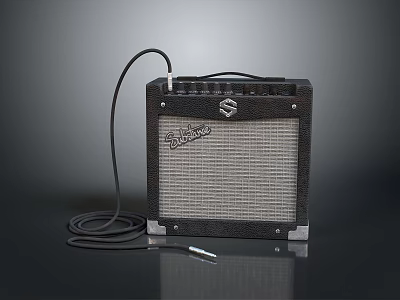 Silvertone Computer Speaker System With Black Design And Audio Cable For Desktop Audio Use 3d model