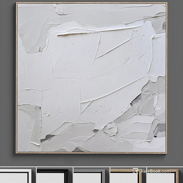 White Abstract Textured Painting With Layered Brush Strokes And Modern Art Style 3d model 
