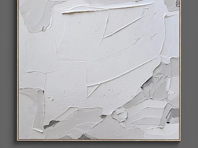 White Abstract Textured Painting With Layered Brush Strokes And Modern Art Style 3d model