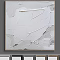 White Abstract Textured Painting With Layered Brush Strokes And Modern Art Style
