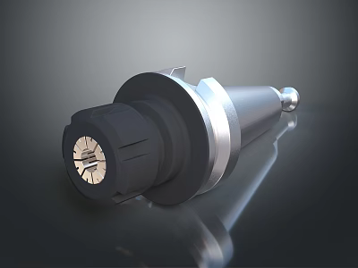 Precision Metal Mechanical Part Featuring Black Silver Cylindrical Design Shiny Surface Threaded End 3d model