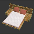 Rustic Wooden Pallet Bed Design With Pink Pillows And White Bed Sheet