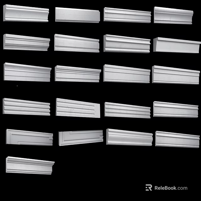 Different Styles of Gypsum Cornices for Interior Decoration and Home Design 3d model 
