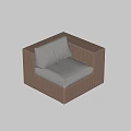 Modern Single Sofa With Woven Brown Frame And Light Gray Comfortable Cushions 3d model