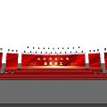 Stage Design for Evening Event Featuring Red Screen Text and Blue Lighting 3d model