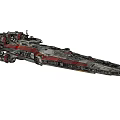 Detailed Sci Fi Spaceship Model With Red White Stripes And Structured Design 3d model