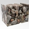 Artistic Decorative Stone Cube Structure With Various Smooth Colored Pebbles 3d model