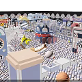 Detailed Playground Layout With Colorful Activity Zones Checkerboard Floors And Various Play Structures