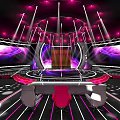 Colorful Stage Design Featuring Purple Pink Lighting Circular Structure And Illuminated Center