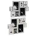 Gallery Wall Featuring Black and White Framed Photos Various Sizes Arrangement