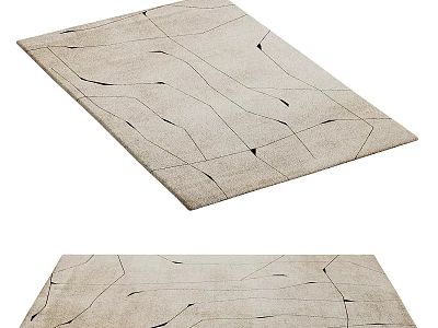 Modern Square Rug With Beige Color And Abstract Geometric Line Patterns Design 3d model