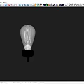 Transparent Light Bulb With Visible Filament And Metal Base On Blue Background