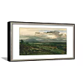 Landscape Painting With Mountain View Green Field Cloudy Sky And Trees