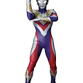 Ultraman Character In Purple Red White Costume With Golden Accents And Crossed Arms Pose