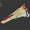 White and Red Sleek Spaceship 3D Model with Cockpit and Engine Details