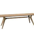 Long Wooden Dining Table With Minimalist Design And Sturdy Supportive Legs 3d model