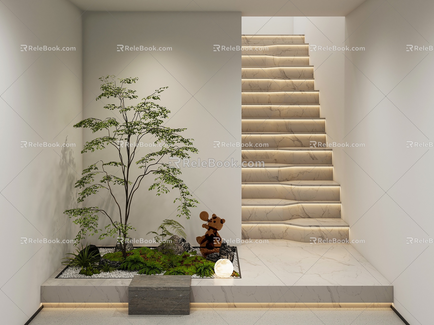 Modern Staircase Stairs Landscape Small Landscape Plants Wrong Step Stairs 3d model