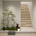 Modern Staircase Stairs Landscape Small Landscape Plants Wrong Step Stairs 3d model