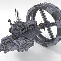 Sci fi Space Station With Large Circular Structure And Mechanics 3d model