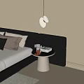 White Pendant Light Above Gray Headboard Bedroom With Bedside Table Stuffed Toy And Book