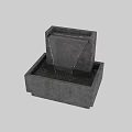 Concrete Ground Fountain Structure With Flowing Water And Square Basin