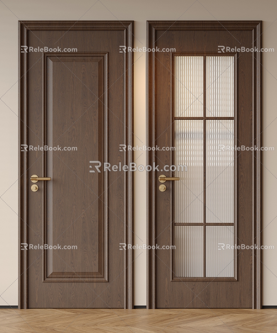 Middle Ancient Style Room Door Bedroom Door French American Style Retro Wooden Door Kitchen Door Single Door 3d model