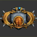 Detailed Gold Blue Spiked Armor with Round Ornaments Gemstone and Orange Hair Figure