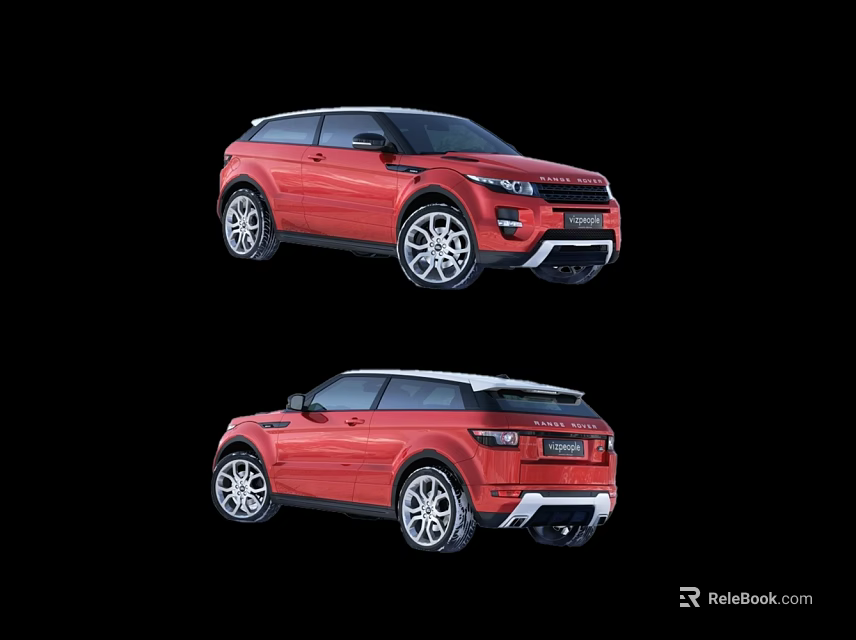 Red SUV Car Front and Rear Exterior Views with Modern Design 3d model 