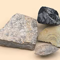 Various Shapes And Colors Of Natural Stones With Textured Surfaces On Beige Background