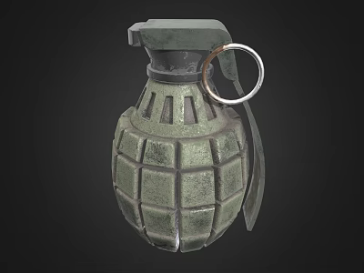 3D Model of Green Textured Military Grenade With Pull Ring Design 3d model