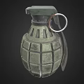 3D Model of Green Textured Military Grenade With Pull Ring Design 3d model