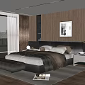 Modern Background Double Bed Double Bed 3d model