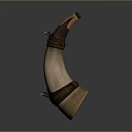 Vintage Horn Style Equipment With Brown Leather Straps And Brass Accents