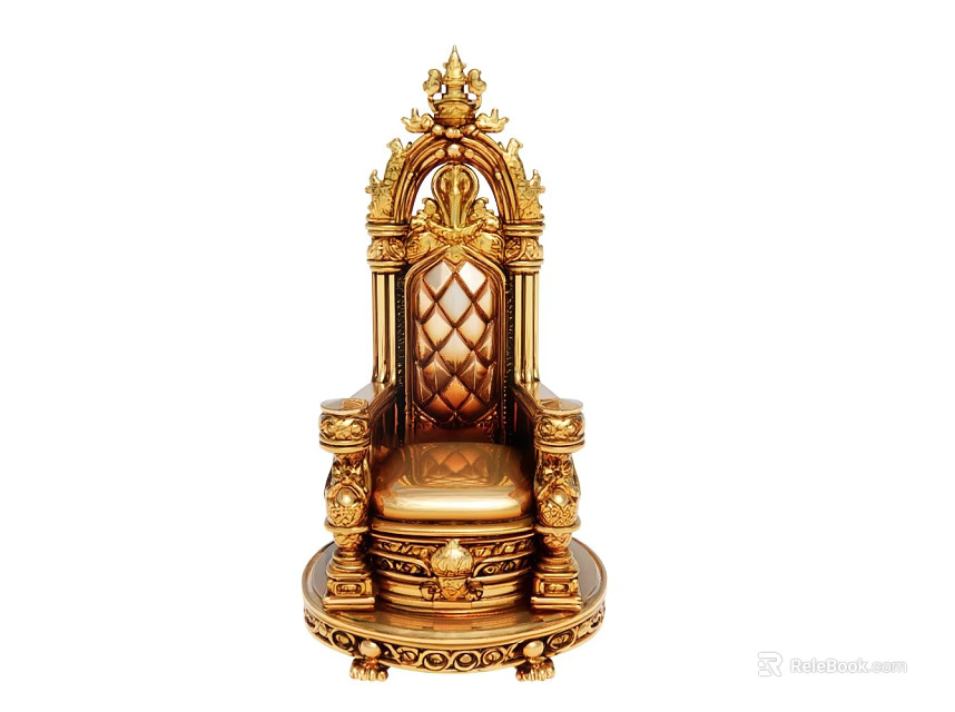 Special Shaped Sofa with Golden Ornate Carvings and Royal Style Design 3d model 