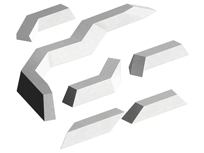Modern Geometric Landscape Seats With Modular Concrete Design For Outdoor Park Garden 3d model