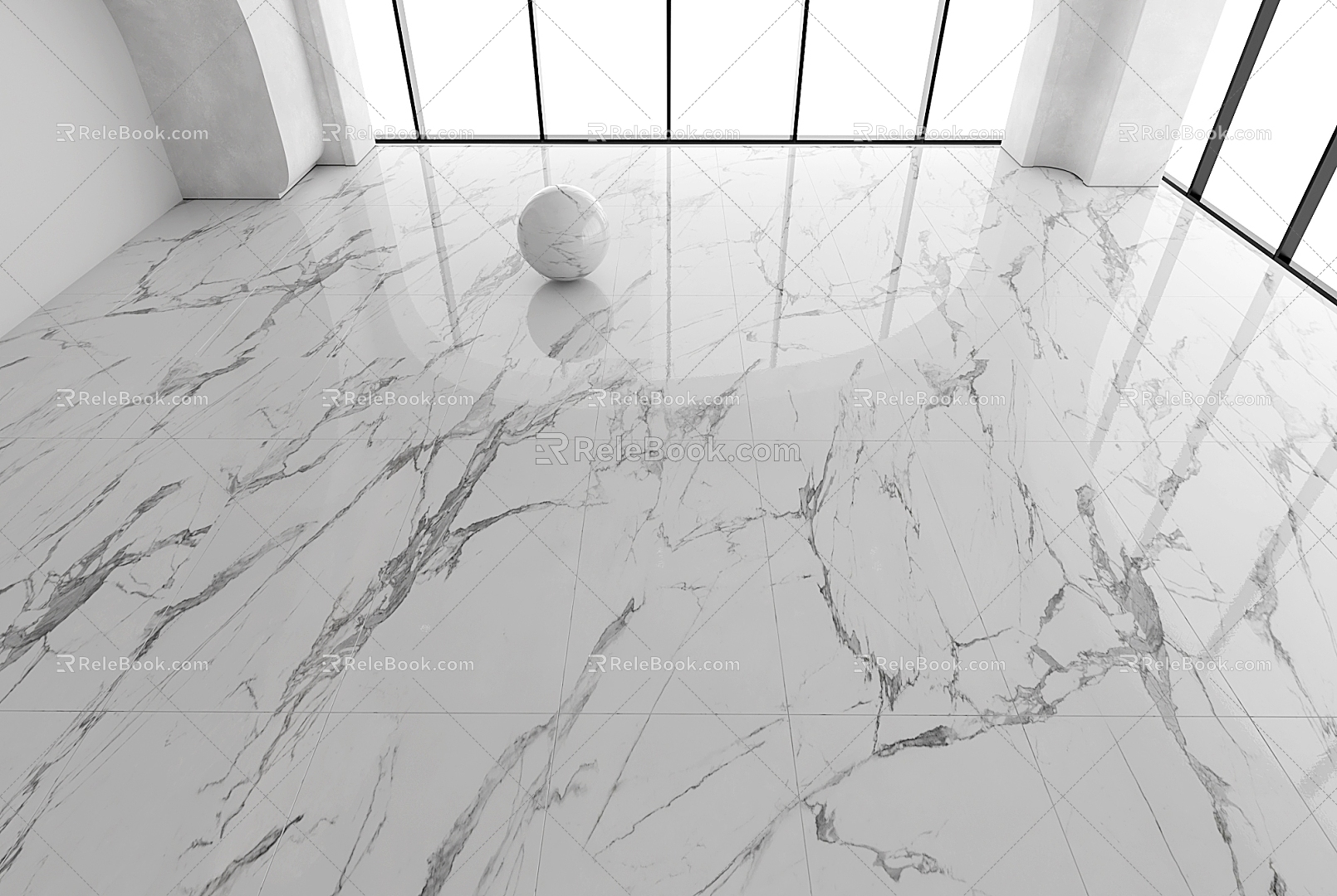 White Marble Floor Tile Jazz White Large Board Tile Glazed Tile 3d model