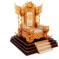 Ornate Golden Imperial Throne With Intricate Dragon Decorations And Steps