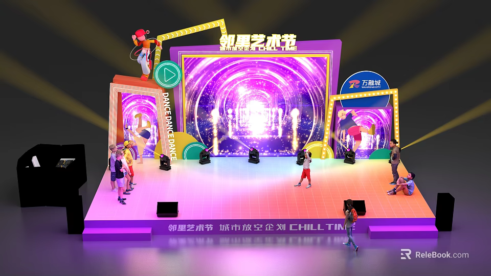 Trendy Play Art Festival Urban Micro Space CHILL TIME Stage Performances and Lights 3d model 