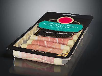 Premium Mezzetta Rolls Featuring Prosciutto Cotto And Mortadella In Packaged Tray 3d model
