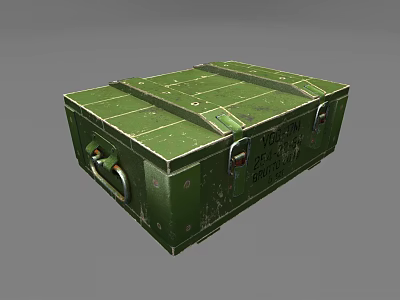 Green Military Crate With Metal Latches Handles And Stenciled Text 3d model