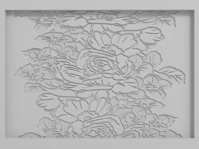 White Background Wall With Embossed Floral Patterns And 3D Carved Design 3d model