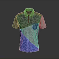 Men's Short Sleeve Polo Shirt With Gray Blue Color Block Design And Chest Pocket