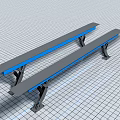 Two Long Strip Metal Industrial Equipment Workbench With Blue Stripe And Support Bracket