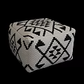 Square Upholstered Stool With Black And White Geometric Pattern For Modern Home Decor