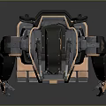 Mechanical Humanoid Robot Character With Orange Accents Black Frame And Articulated Joints