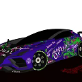 Custom Racing Sports Car With Neon Purple Green Graffiti Art And Aerodynamic Body Design